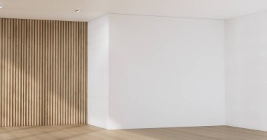 Empty room,Clean japanese minimalist room interior, 3D rendering