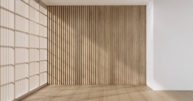 Empty room,Clean japanese minimalist room interior, 3D rendering