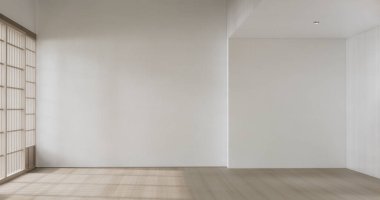 Empty room,Clean japanese minimalist room interior, 3D rendering