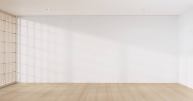 Empty room,Clean japanese minimalist room interior, 3D rendering