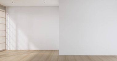 Empty room,Clean japanese minimalist room interior, 3D rendering