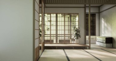 Muji stili boş modern Japon odası minimal.