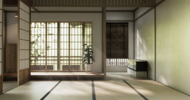 Muji stili boş modern Japon odası minimal.