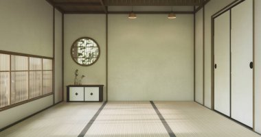Muji stili boş modern Japon odası minimal.