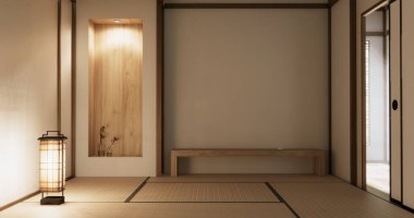 Muji stili boş modern Japon odası minimal.