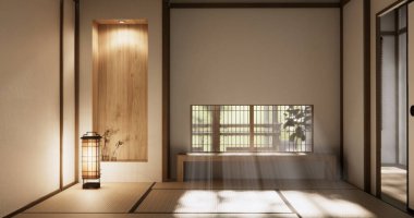 Muji stili boş modern Japon odası minimal.