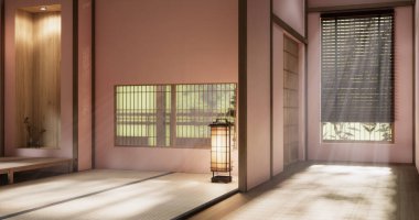 Muji stili boş modern Japon odası minimal.