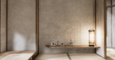 Muji stili boş modern Japon odası minimal.