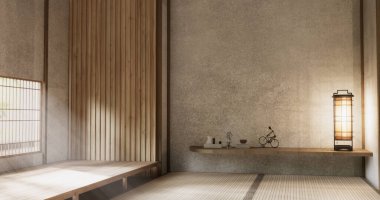 Muji stili boş modern Japon odası minimal.
