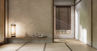 Muji stili boş modern Japon odası minimal.