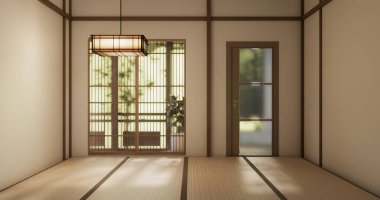 Muji stili boş modern Japon odası minimal.