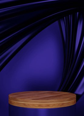 Koyu mavi geometrik arkaplan, Japon tarzı podyum mavisi konsept 3D görüntüleme
