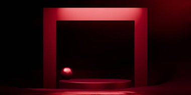 Koyu kırmızı stil. Moda ürünü arka planı, ürün podyumunu boş arkaplan ile ayakta tutun.