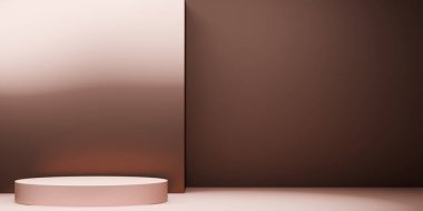Mocha tonu Moda ürünü arka planı Boş arkaplan ile podyum görüntüsü.