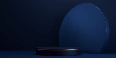Dark blue geometric background, japanese style podium blue concept .