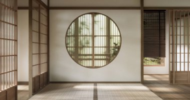 Sahne boş, modern, paspas döşemeli, Japon tarzı geleneksel..