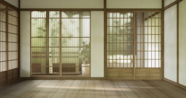 Sahne boş, modern, paspas döşemeli, Japon tarzı geleneksel..