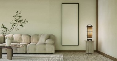 Sahne modeli Modern Japon koltuğu minimalist tasarım muji tarzı.