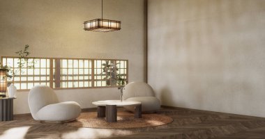 Sahne modeli Modern Japon koltuğu minimalist tasarım muji tarzı.