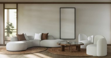 Sahne modeli Modern Japon koltuğu minimalist tasarım muji tarzı.