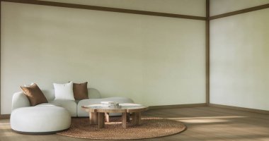 Sahne modeli Modern Japon koltuğu minimalist tasarım muji tarzı.