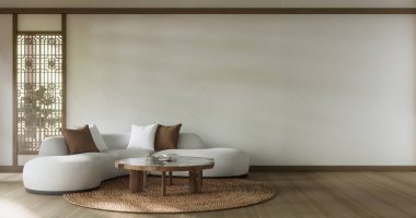 Sahne modeli Modern Japon koltuğu minimalist tasarım muji tarzı.