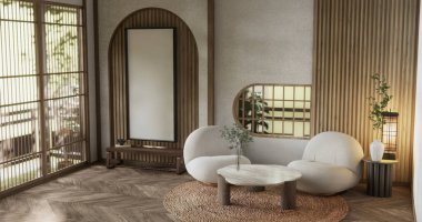 Sahne modeli Modern Japon koltuğu minimalist tasarım muji tarzı 3D