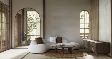Sahne modeli Modern Japon koltuğu minimalist tasarım muji tarzı 3D
