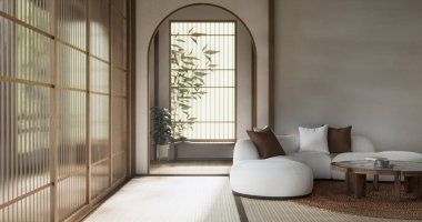 Sahne modeli Modern Japon koltuğu minimalist tasarım muji tarzı 3D