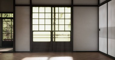 Muji stili ahşap panelli boş oda arka planı