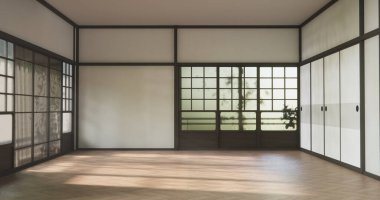 Muji stili ahşap panelli boş oda arka planı