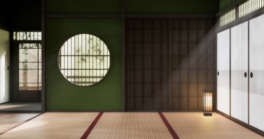 Mimari ve iç mekan kavramı. Boş oda ve ahşap paneller. Arka plan 3 boyutlu resimleme.