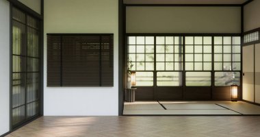 Muji stili ahşap panelli boş oda arka planı