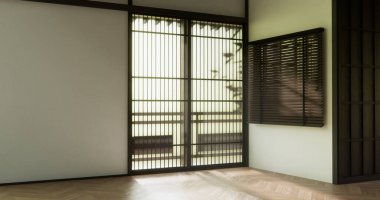 Muji stili ahşap panelli boş oda arka planı