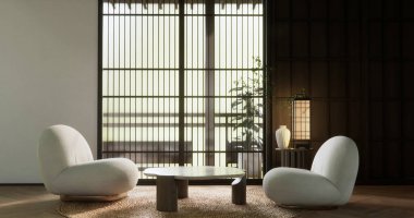 Sahne yaşamı koltuk maketi minimalist tasarım modern muji tarzı..