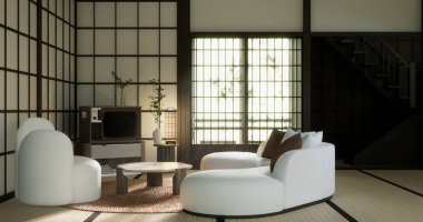 Sahne hayatı, koltuk minimalist dizayn modern muji tarzı 3D tasarımı taklit eder.