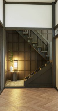 Boş oda ve ahşap panelleri kavramsal arkaplan 3 boyutlu resimleme