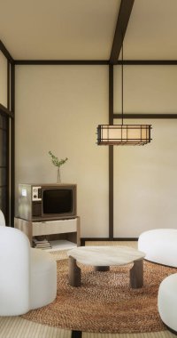 Japon tarzı Oda Tasarımı. 3B görüntüleme