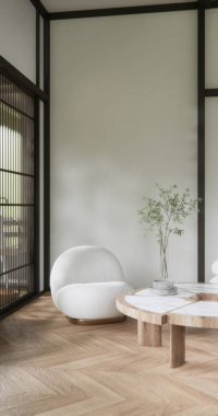 Japon tarzı Oda Tasarımı. 3B görüntüleme