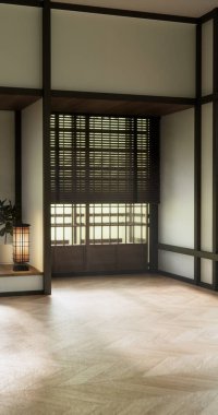 Boş oda ve ahşap panelleri kavramsal arkaplan 3 boyutlu resimleme