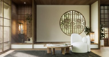 Japon tarzı Oda Tasarımı. 3B görüntüleme