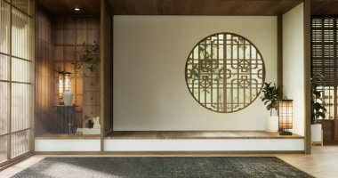 Boş oda ve ahşap panelleri kavramsal arkaplan 3 boyutlu resimleme