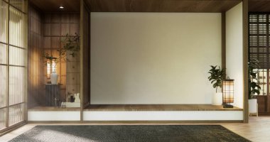 Boş oda ve ahşap panelleri kavramsal arkaplan 3 boyutlu resimleme