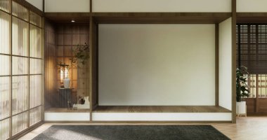 Boş oda ve ahşap panelleri kavramsal arkaplan 3 boyutlu resimleme