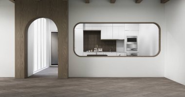 Ahşap paneller duvar arkaplanı 3 boyutlu illüstrasyonlu boş oda