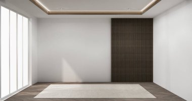 boş oda ve sanat ahşap paneller duvar arkaplan 3 boyutlu resimleme görüntüleme