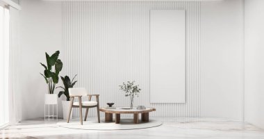 Beyaz minimal modern tarz, boş oda, temizlik odası iç mekan 3D tasarım