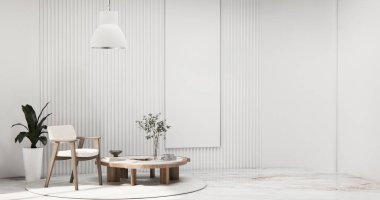 Beyaz minimal modern tarz, boş oda, temizlik odası iç mekan 3D tasarım