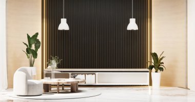 Beyaz oda ve siyah paneller duvar arkaplanı ve dekorasyon odası 3D resimleme