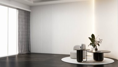 Beyaz minimal modern tarz, boş oda, temizlik odası iç mekan 3D tasarım